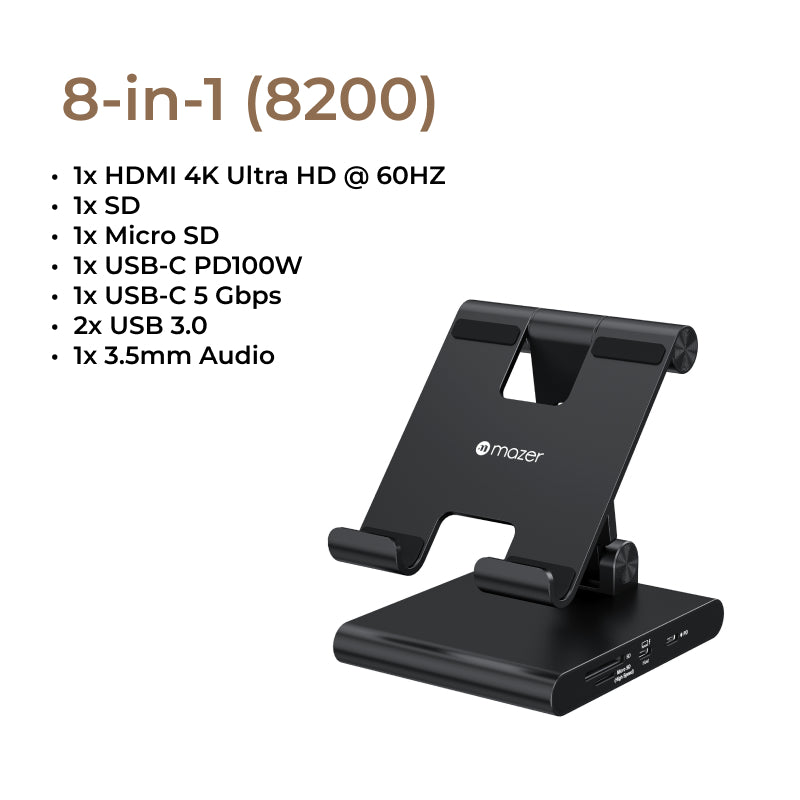 Mazer Infinite.Multimedia USB-C Hub & Tablet Stand | 2 Years Warranty