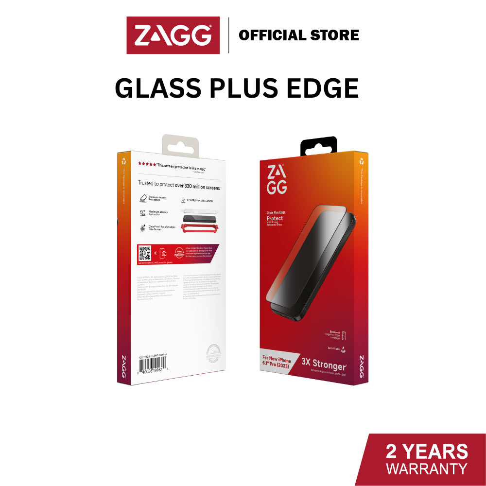Zagg Glass Plus Edge Series Screen Protector for iPhone 15 / 15 Plus / 15 Pro / 15 Pro Max