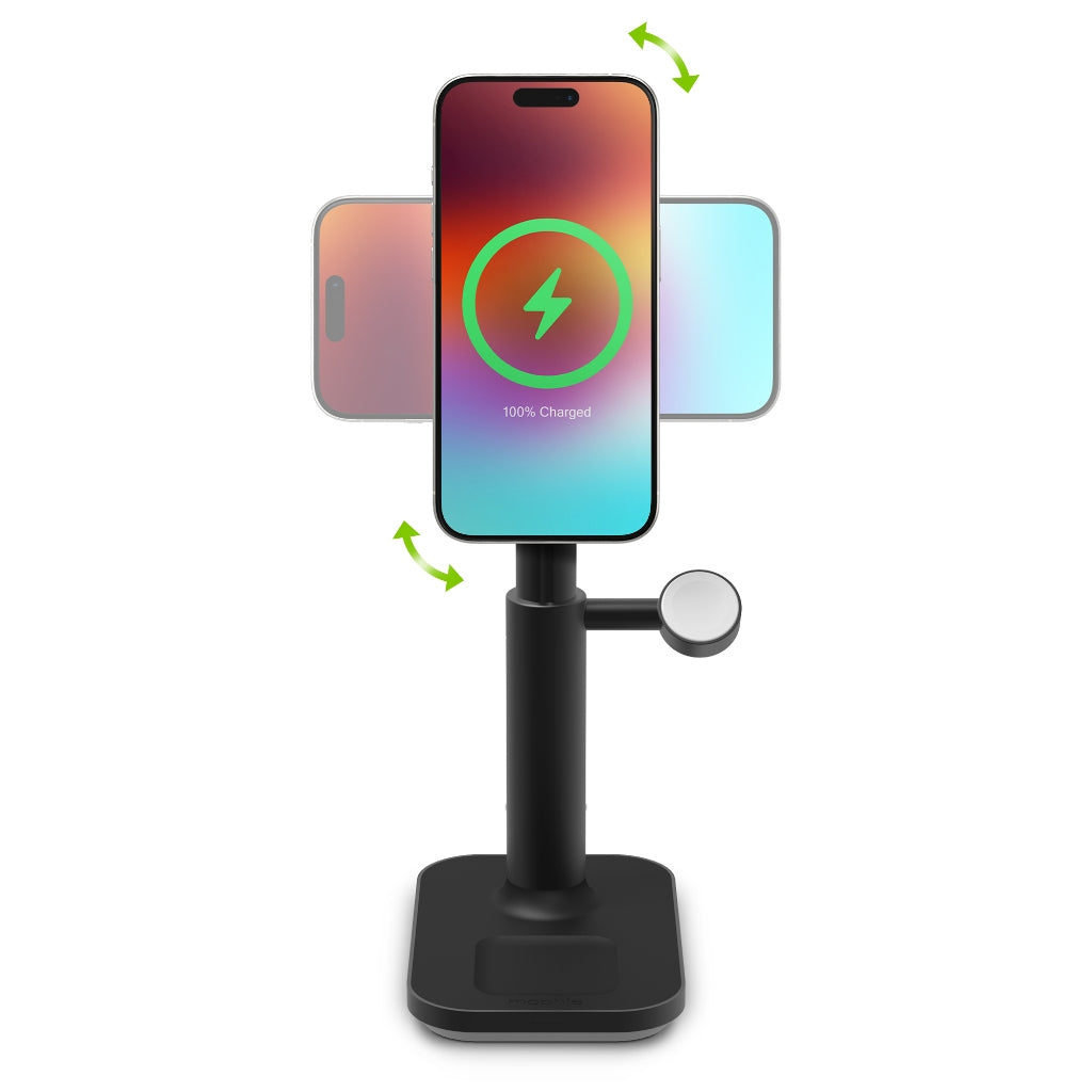 Mophie 3 in 1 Extendable Stand with Magnetic Wireless Charging for Airpods, iPhone and Apple Watch | 2 Years Warranty