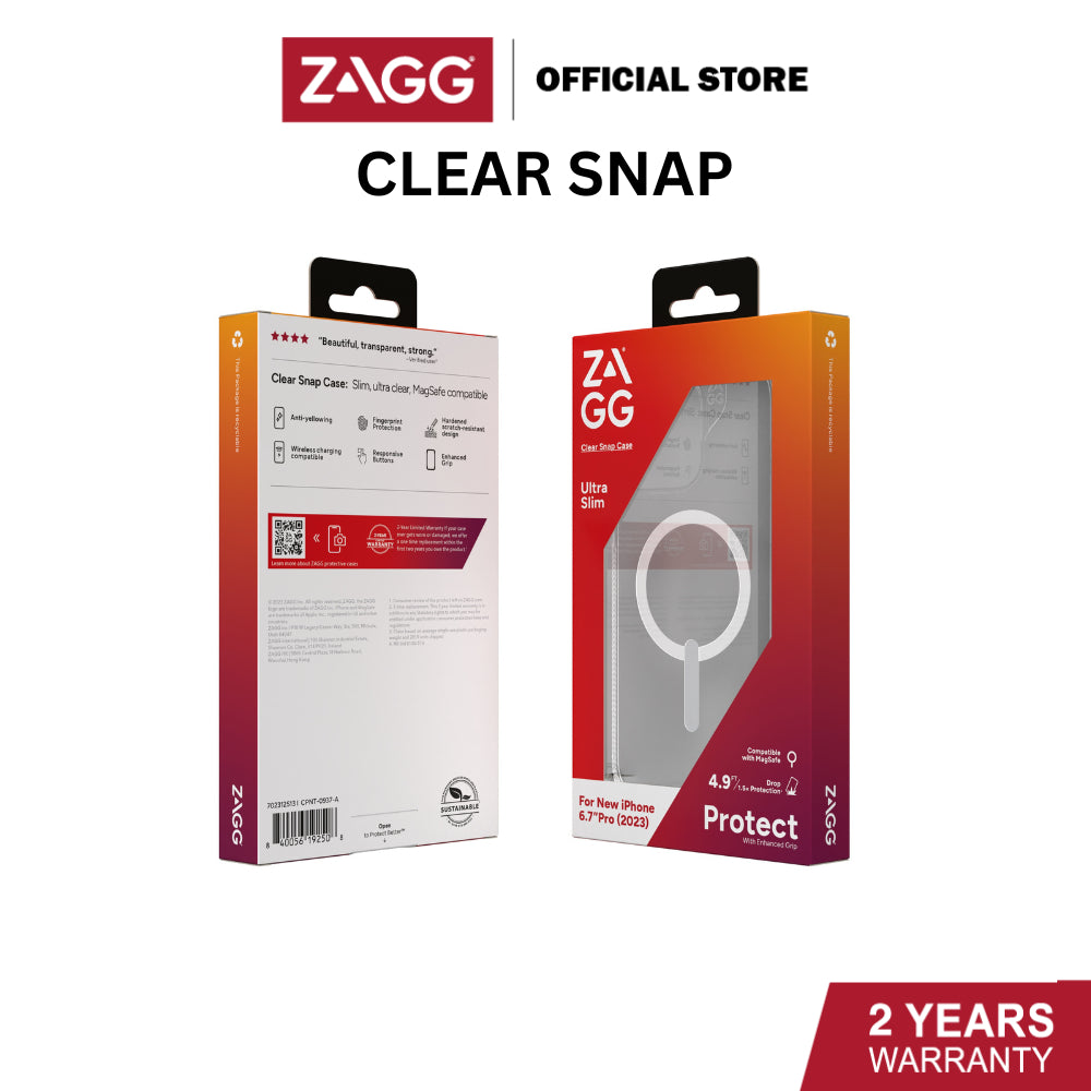 Zagg Essential Clear Snap for iPhone 15/ iPhone 15 Plus/ iPhone 15 Pro/ iPhone 15 Pro Max | 2 Years Limited Warranty