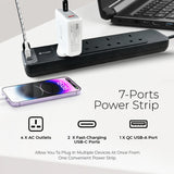 Mazer Power Strip with USB A + USB C Power Extension Socket Extension with 2M Power Cord | 2 Years Warranty