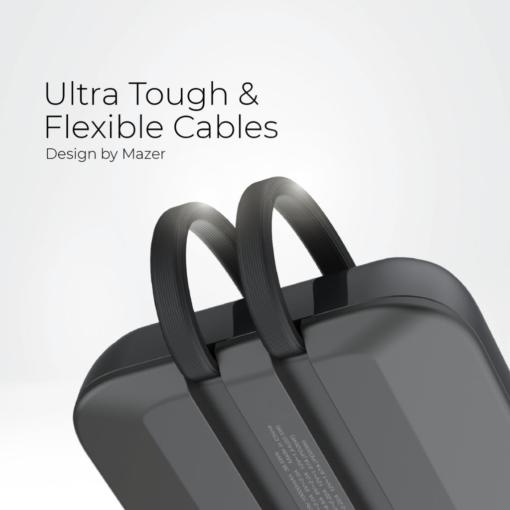 Mazer Infinite.Boost Power Link Trio 10K mAh Power Bank with Certified MFI Lightning & USB-C Cables | 2 Years Warranty