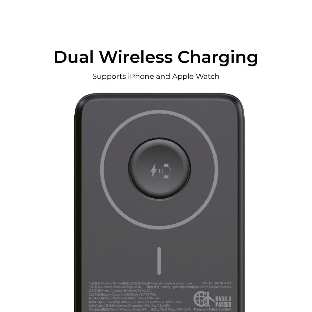 (CCC Certified) Mazer 10000mAh Magnetic Powerbank PD27W Fast Charge-15W Wireless-USB-C Cable-Stand-Watch Charger