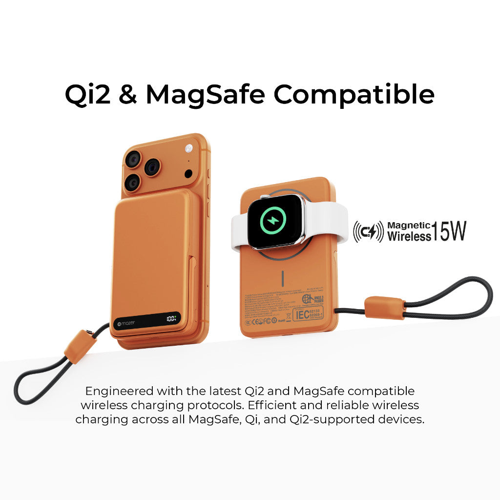 (CCC Certified) Mazer 10000mAh Magnetic Powerbank PD27W Fast Charge-15W Wireless-USB-C Cable-Stand-Watch Charger
