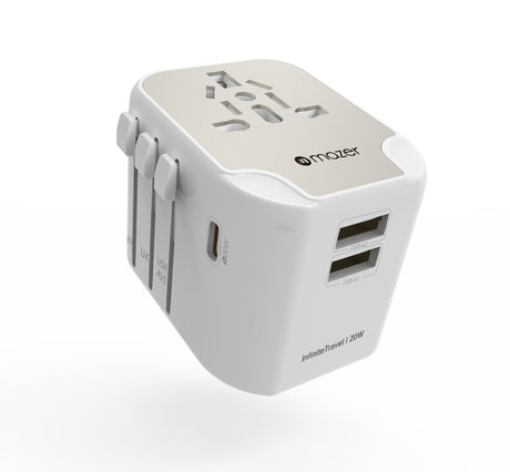 Mazer Infinite 12W/PD20W Travel Adapter with 2 USB-A/ 2 USB-A+1 USB-C World Travel Charger