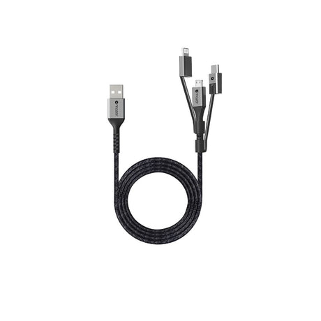 Mazer POWER.LINK II 3in1 USB to Lightning+Micro+USB-C 1.0M / 3.1A Fast Charging Cable-Black / 2 Years Warranty