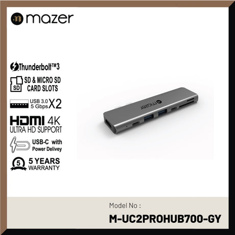 Mazer Multiport-C Pro Hub Plus Adapter for Laptop | 5 years warranty