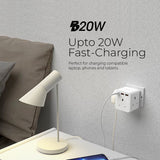 Mazer CubePlug with 3 sockets + 2A1C PD20W Wall Plugs and Charger | 2 Years Warranty