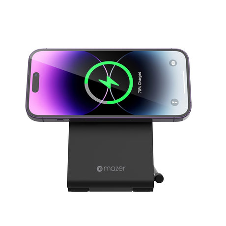 Mazer 3-in-1 Foldable/Desk Magnetic and Qi Wireless Charging Stand | 2 Years Warranty