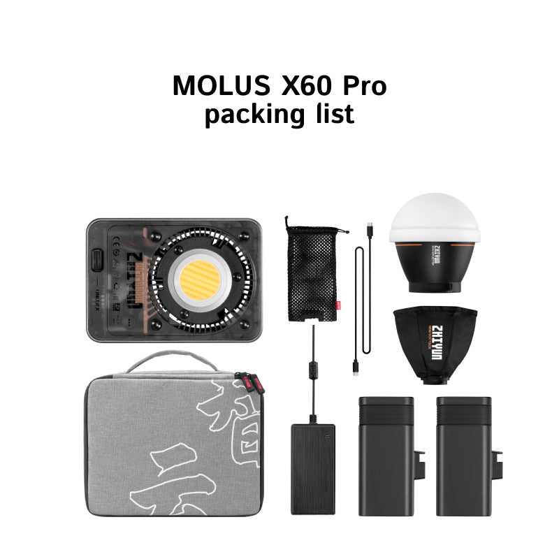 Zhiyun Molus X60/X60RGB Cinematic COB Light | 18 Months Warranty