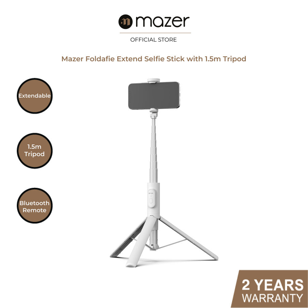 Mazer Foldafie Selfie Sticks 1.5m Tripod with Bluetooth Remote Control