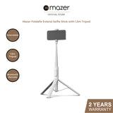 Mazer Foldafie Selfie Sticks 1.5m Tripod with Bluetooth Remote Control