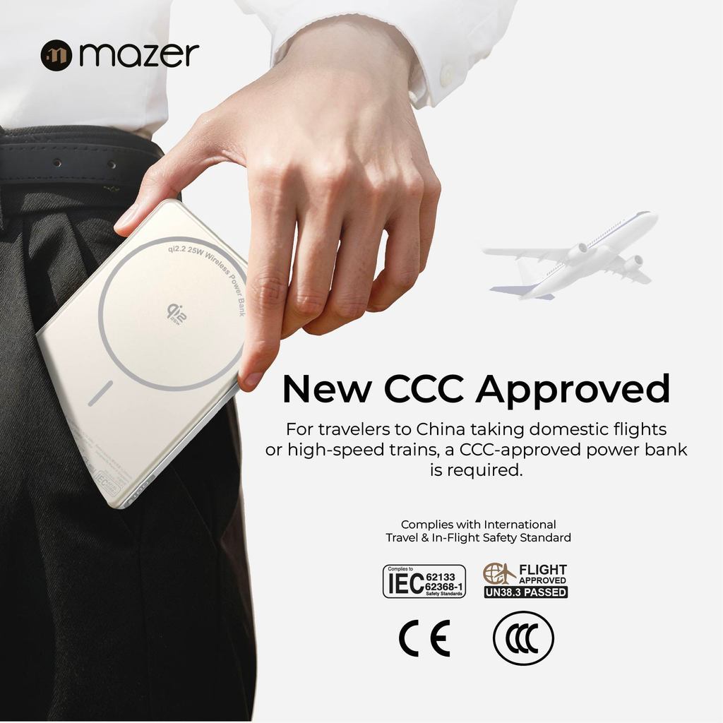 (New CCC + QR) Mazer Powerbank Qi2.2 Certified 25W 10000mAh Magnetic Wireless Power bank