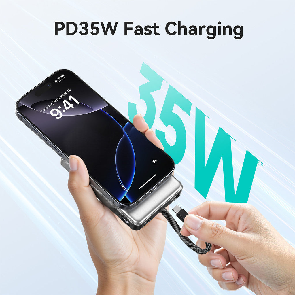 (CCC Certified) Mazer Powerbank 10000mAh PD35W Fast Charging Powerbank with Built-in USB-C Cable
