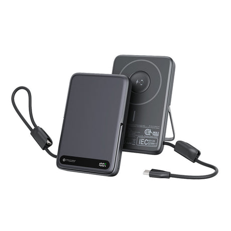 (CCC Certified) Mazer 10000mAh Magnetic Powerbank PD27W Fast Charge-15W Wireless-USB-C Cable-Stand-Watch Charger