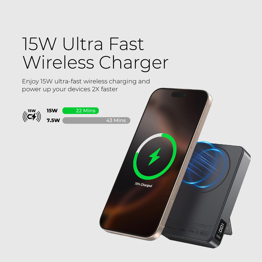 (CCC Certified) Mazer Powerbank 10000mAh Magnetic 15W Wireless Powerbank PD30W Powerbank with Stand