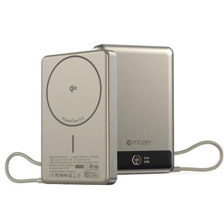 (CCC Certified) Mazer Powerbank Qi2 10000mAh Wireless Powerbank PD30W | USB-C Cable | Ai Display