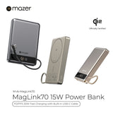 (CCC Certified) Mazer Powerbank Qi2 10000mAh Wireless Powerbank PD30W | USB-C Cable | Ai Display