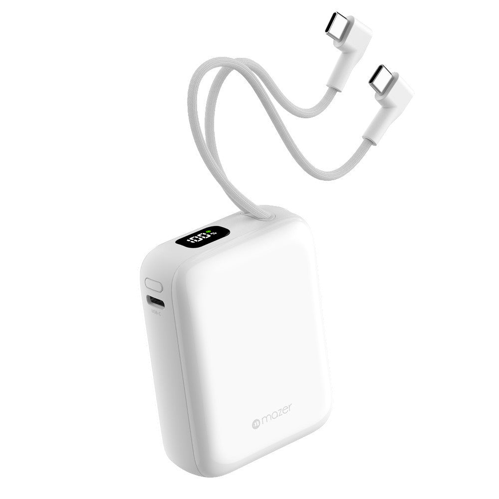 (CCC + QR) Mazer Powerbank 10000mAh PD35W PowerCharge Nano Power Bank with Dual Built-in USB-C Cable