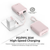 (CCC + QR) Mazer Powerbank 10000mAh PD35W PowerCharge Nano Power Bank with Dual Built-in USB-C Cable