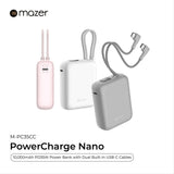 (CCC + QR) Mazer Powerbank 10000mAh PD35W PowerCharge Nano Power Bank with Dual Built-in USB-C Cable