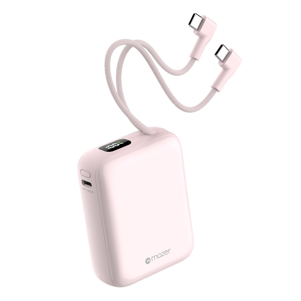(CCC + QR) Mazer Powerbank 10000mAh PD35W PowerCharge Nano Power Bank with Dual Built-in USB-C Cable