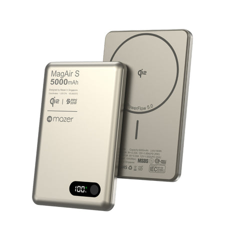 (CCC + QR Code) Mazer MagAir 29 Ultra-Thin 5000mAh Qi2 Certified Magnetic Wireless Power Bank