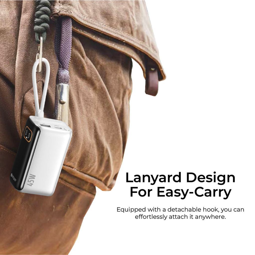 [New CCC Certified] Mazer 10000mAh Powerbank PD45W Fast Charging Built-in USB-C Cable Lanyard