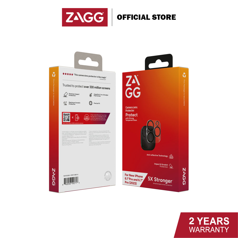 ZAGG CAMERA LENS PROTECTOR FOR IPHONE 15/ 15 PLUS/15 PRO /15 PRO MAX | 2 Years Limited Warranty