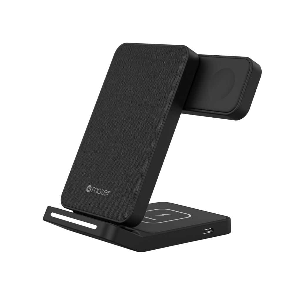 Mazer WiFold V3 25W Foldable 3-in-1 Wireless charging stand for Smartphone & Apple Watch | 2 Years Warranty