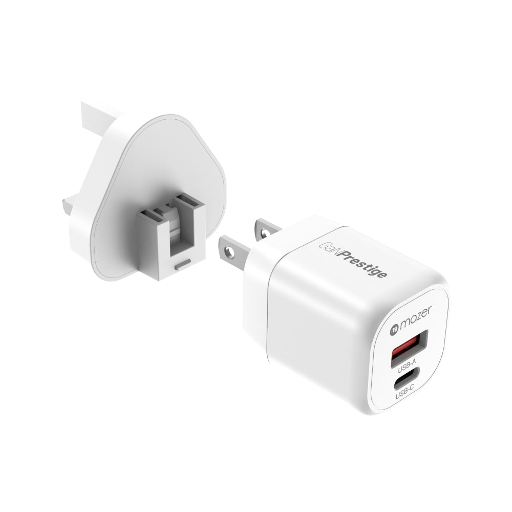 Mazer Mini Size GAN Prestige 20W/35W Wall Charger with Travel Pin | 2 Years Warranty