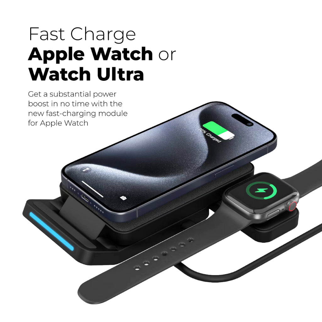 Mazer WiFold V3 25W Foldable 3-in-1 Wireless charging stand for Smartphone & Apple Watch | 2 Years Warranty