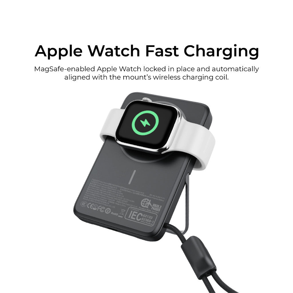 (CCC Certified) Mazer 10000mAh Magnetic Powerbank PD27W Fast Charge-15W Wireless-USB-C Cable-Stand-Watch Charger